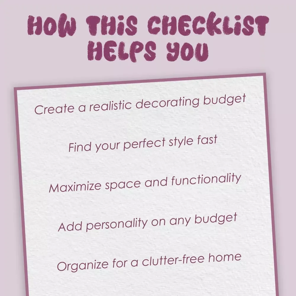 First Apartment Decorating Survival Guide Checklist | Budget-Friendly Home Decor Ideas, Style Inspiration & Small Space Solutions Digital Download