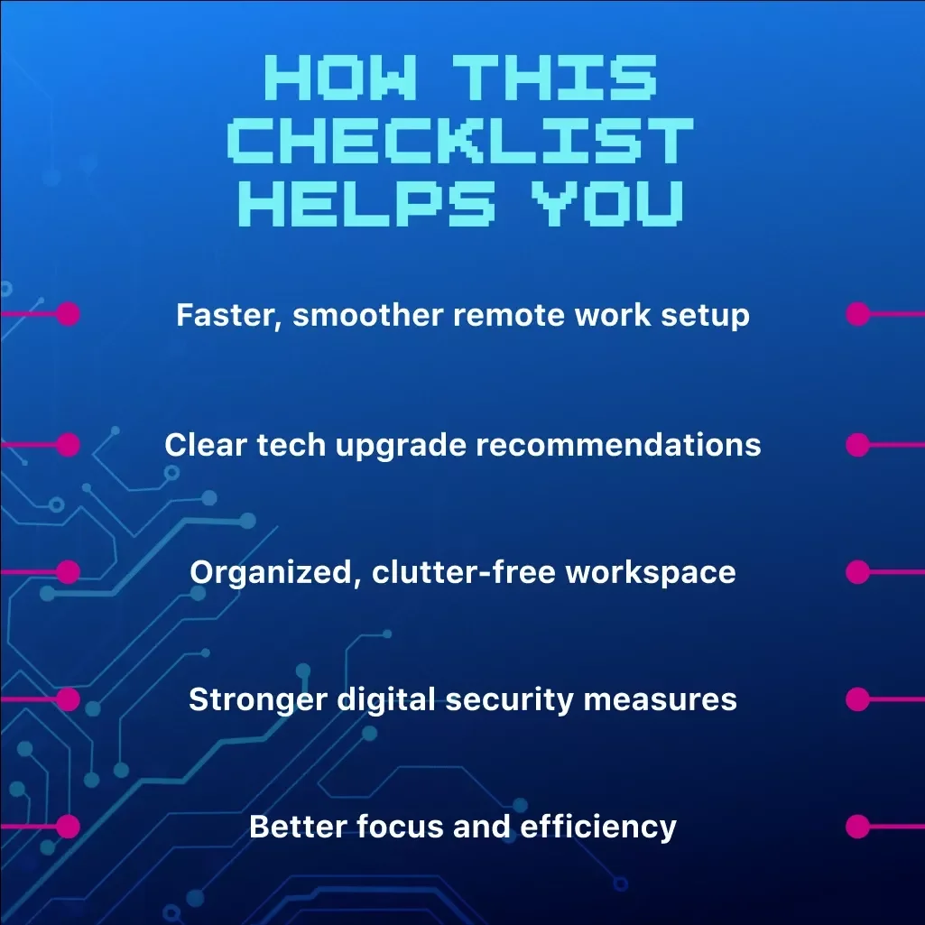 Home Office Tech Essentials Checklist | Digital Download Productivity Guide, Remote Work eBook, Work From Home Organization & Efficiency Tools