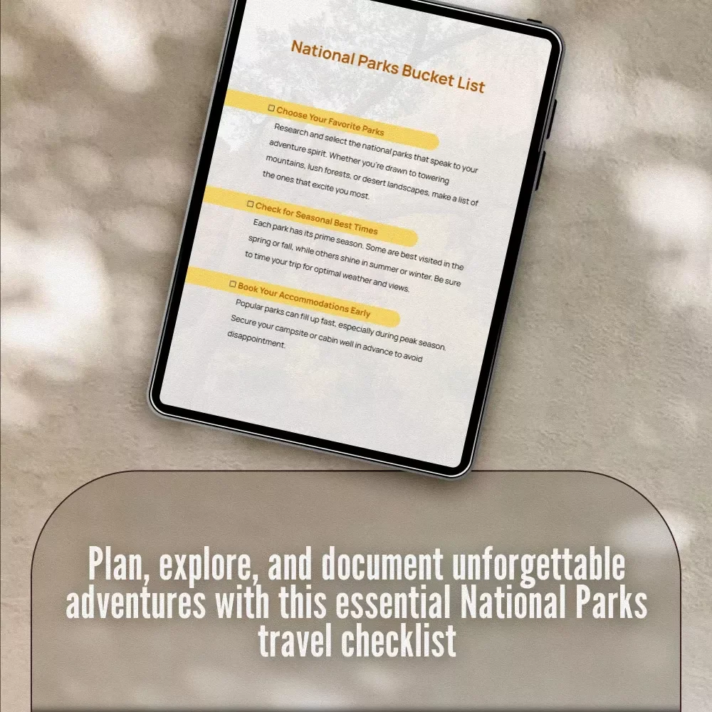 National Parks Bucket List Checklist | Printable Digital Download for USA Park Adventures, Hiking, Camping, and Travel Planning