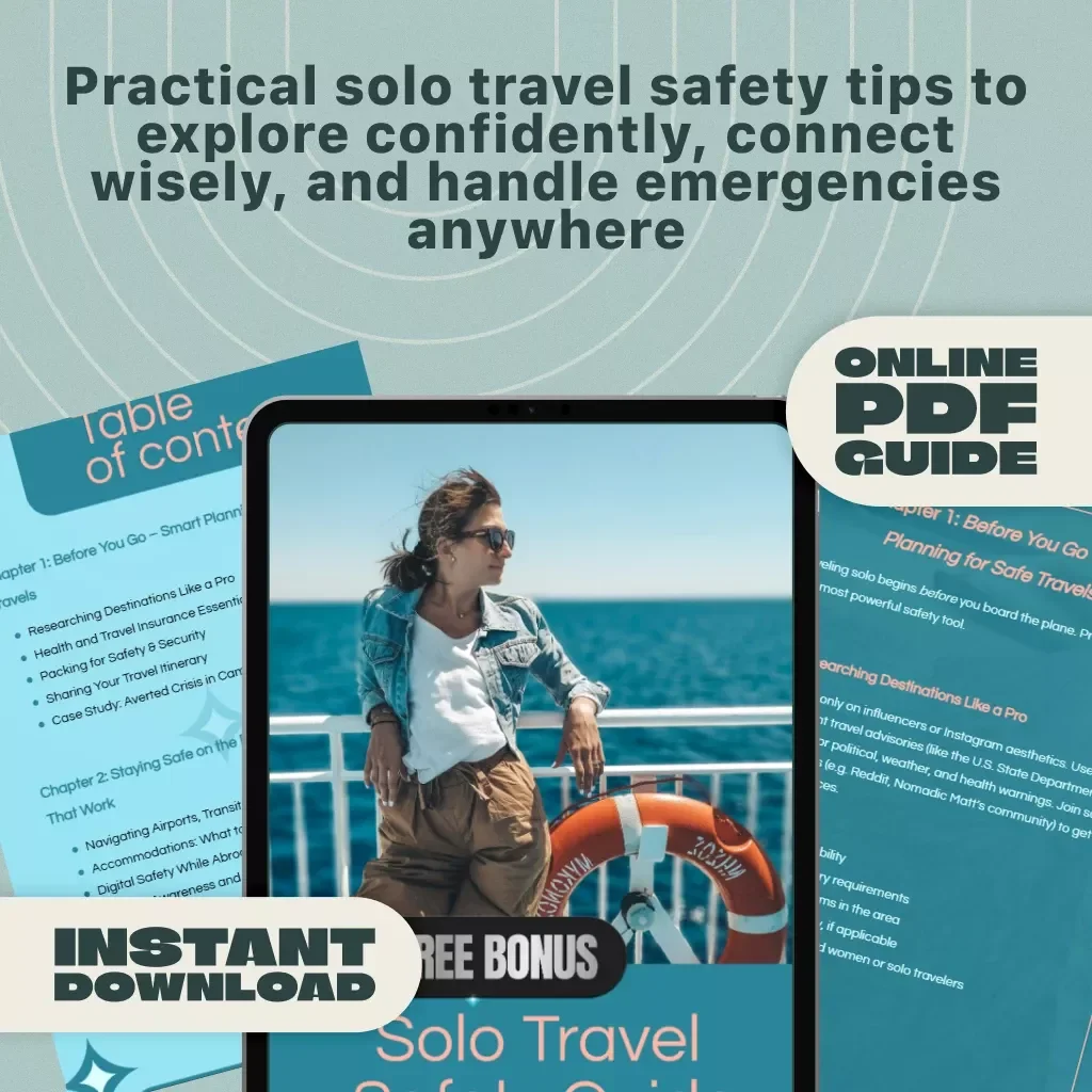 Solo Travel Safety Guide | Digital Download eBook for Safe Solo Adventures, Travel Safety Tips, Emergency Preparedness & Confidence Abroad