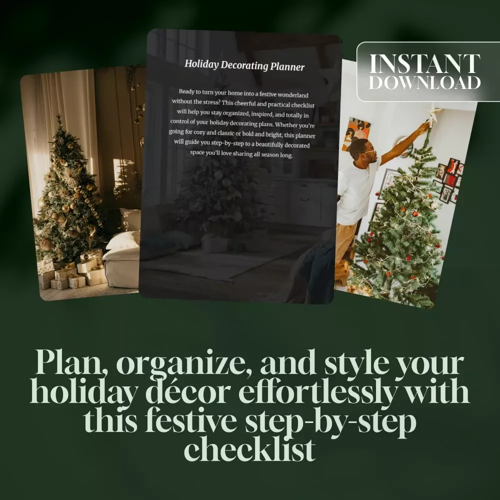 Holiday Decorating Planner Checklist | Printable Christmas Home Decor Organizer | Festive Theme, Budget, and Room-by-Room Planning Guide