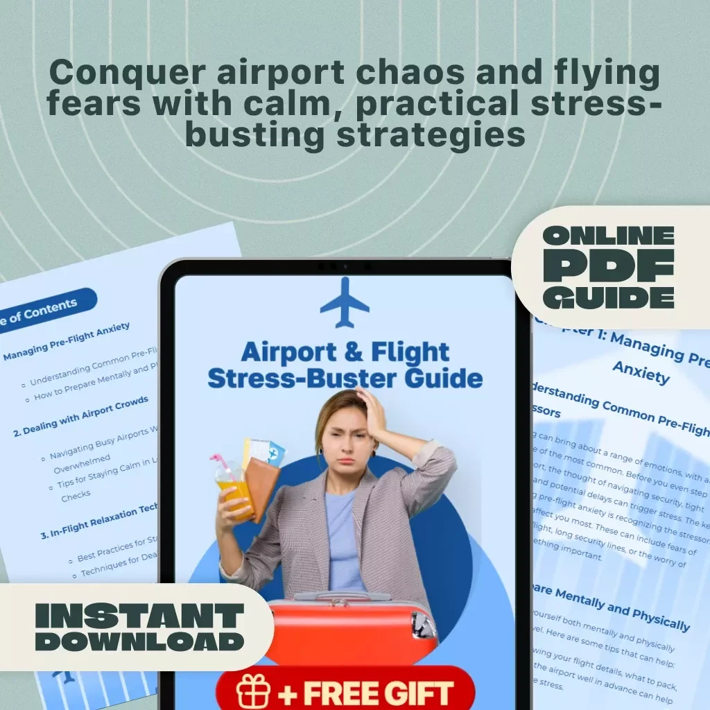 Airport & Flight Stress-Buster Guide | Digital Download Travel Anxiety Relief eBook & Checklist for Managing Pre-Flight Anxiety, Fear of Flying, and Relaxation Techniques