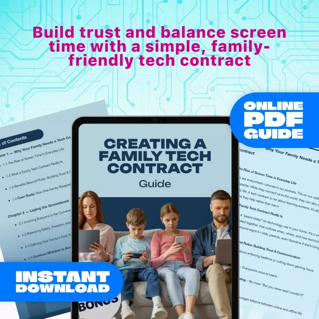 Creating a Family Tech Contract | Digital Parenting Guide, eBook, Checklist for Screen Time Balance & Healthy Device Rules