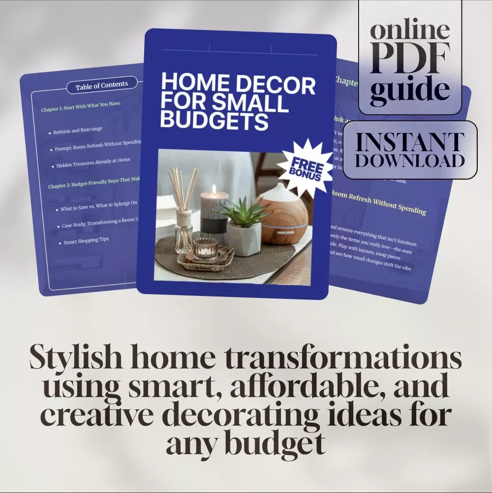 Home Decor for Small Budgets | Budget-Friendly Decorating Guide, DIY Home Makeover Tips, Affordable Room Transformation eBook, Small Space Design Ideas