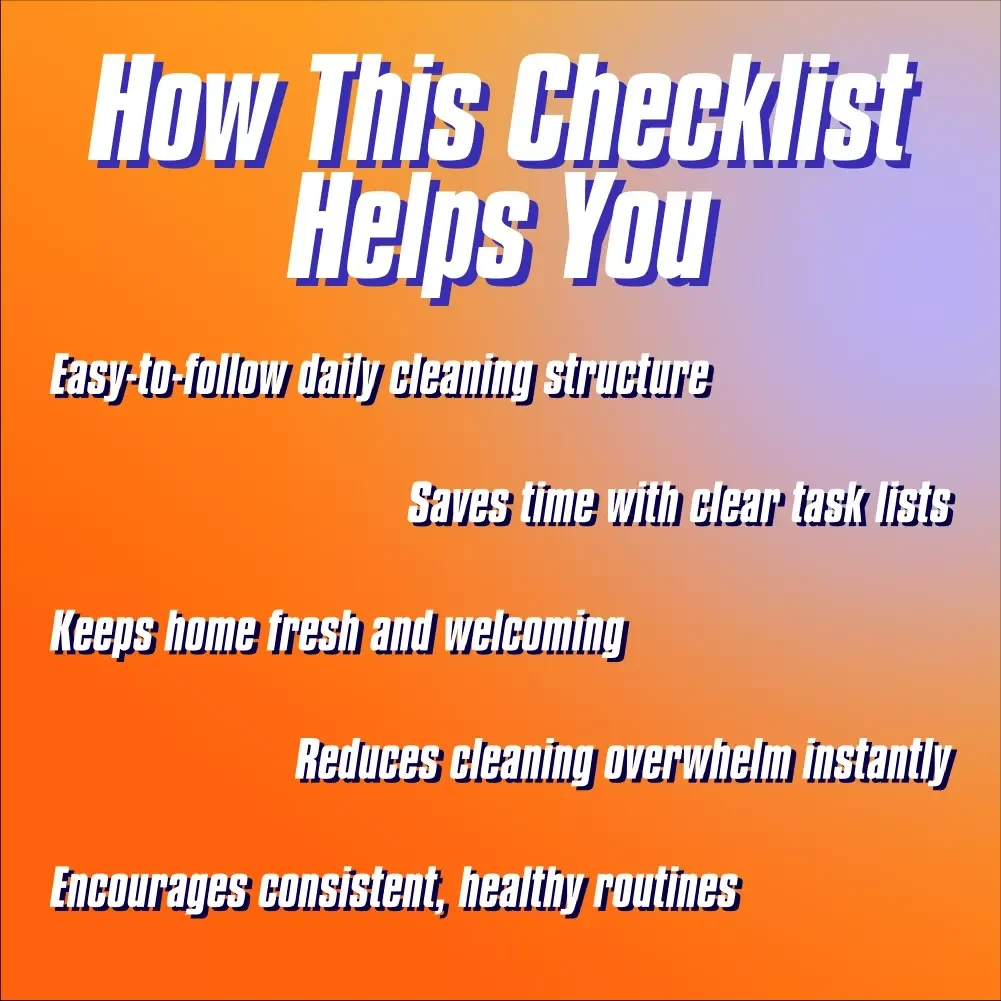 Home Cleaning Routine Chart | Printable Cleaning Checklist for Daily, Weekly, Monthly & Quarterly Chores | Digital Download Home Organization Guide