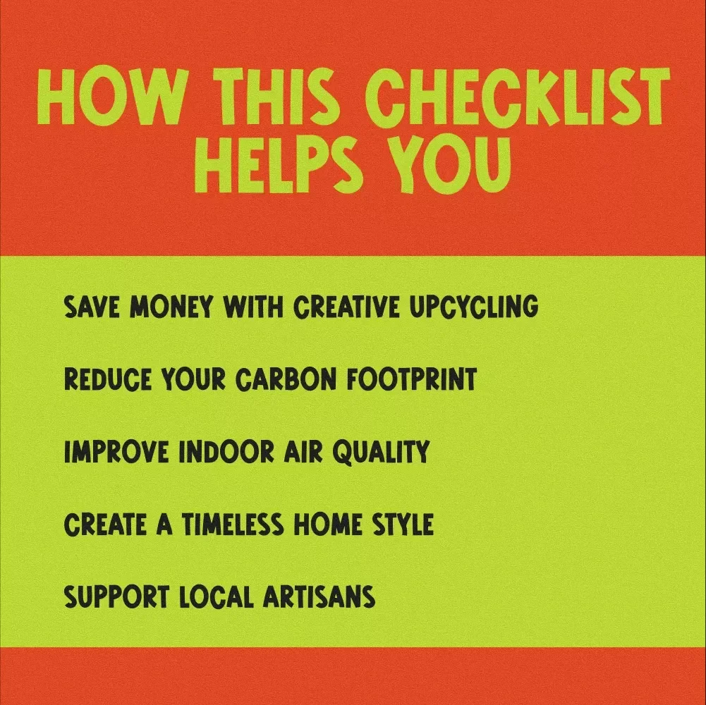 Eco Friendly Decorating for Modern Homes Checklist | Sustainable Living Guide | Green Interior Design Ideas | Upcycling & Minimalist Décor Inspiration