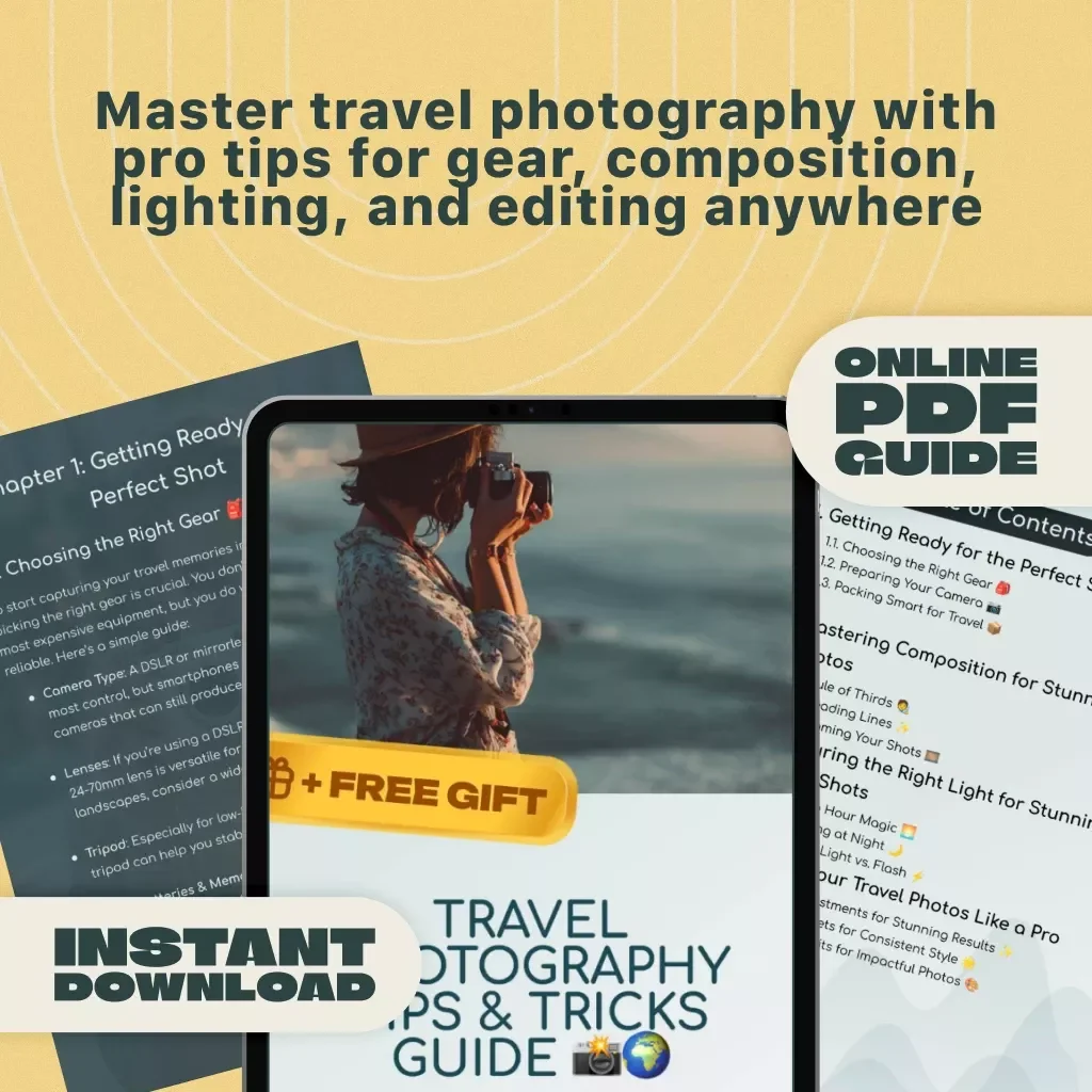 Travel Photography Tips & Tricks Guide | Digital Download eBook for Stunning Travel Shots, Composition, Lighting & Editing Mastery