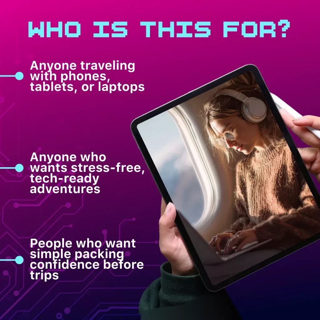 Pre-Travel Electronics Checklist | Digital Download Packing Guide for Travelers, eBook, Printable Travel Tech Organizer, Vacation Preparation List