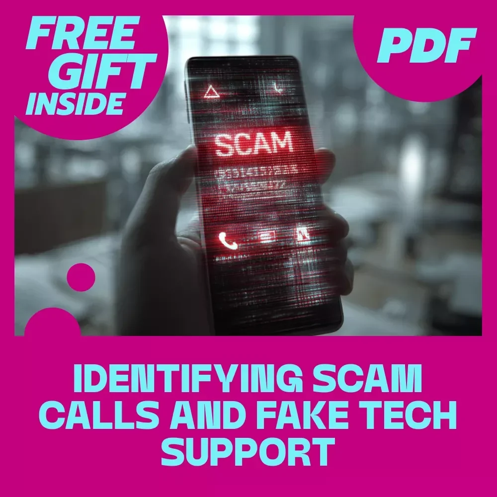 Identifying Scam Calls and Fake Tech Support | Digital Guide | How to Spot, Avoid, and Report Scams | Online Safety eBook | Instant Download KEYWORDS