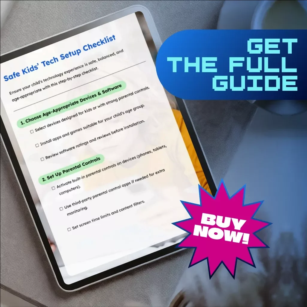 Safe Kids’ Tech Setup Checklist | Digital Download eBook for Parents | Child Internet Safety, Screen Time Rules & Parental Control Guide