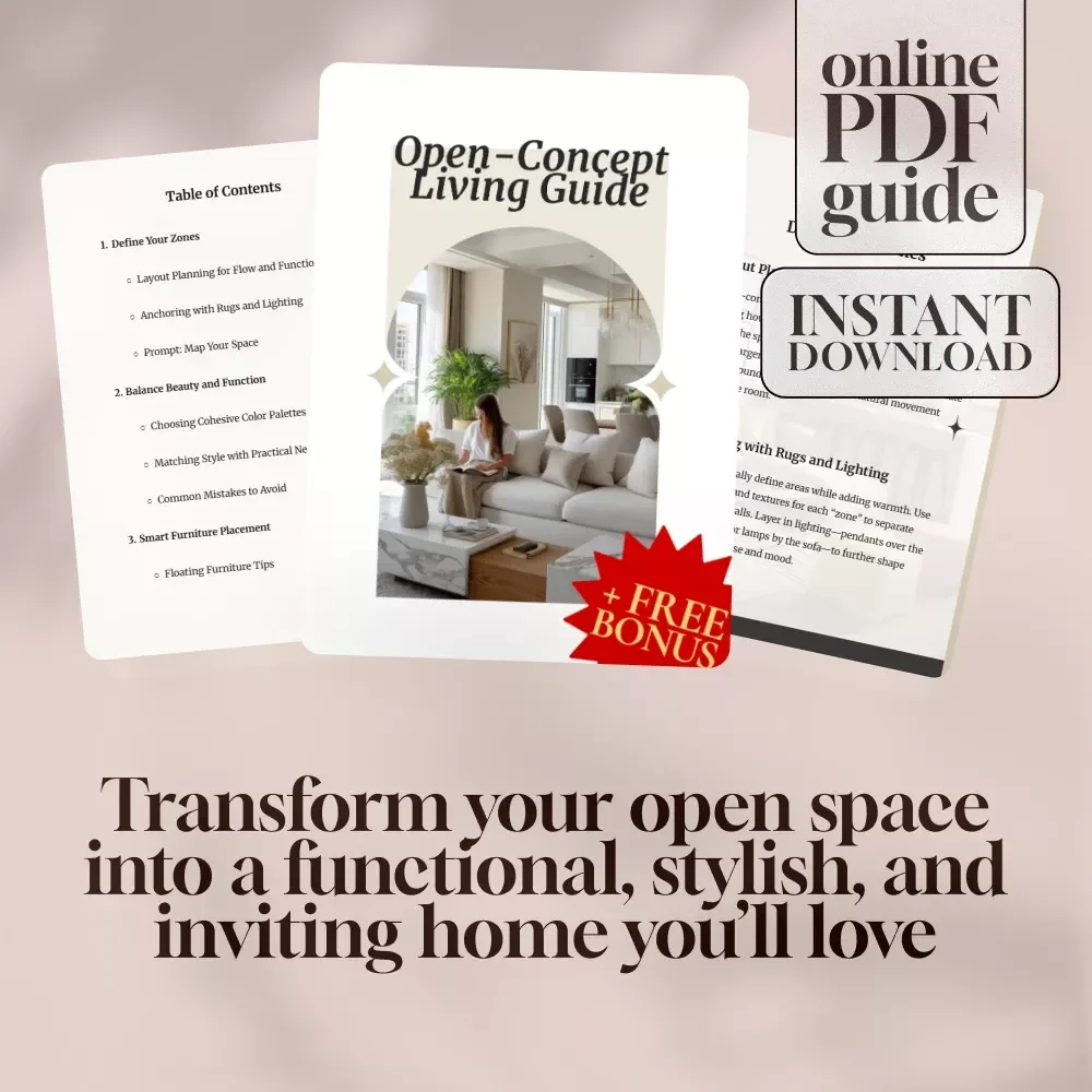 Open-Concept Living Guide | Digital Home Styling & Layout Planning for Flow, Function, and Cohesive Spaces | Instant Download