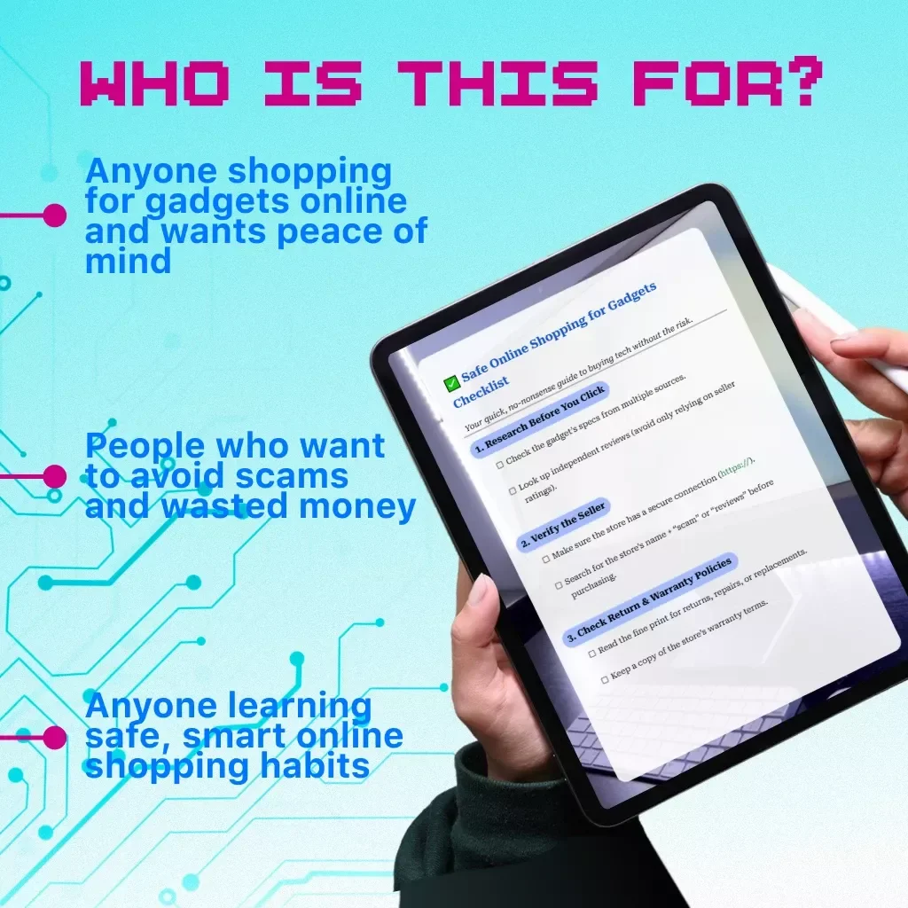 Safe Online Shopping for Gadgets Checklist | Digital Download | Secure Shopping Guide, eBook & Printable KEYWORDS