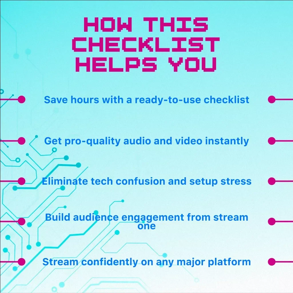 Streaming Setup Checklist for Beginners | Live Streaming Guide | eBook PDF Digital Download for Twitch, YouTube & Facebook Gaming