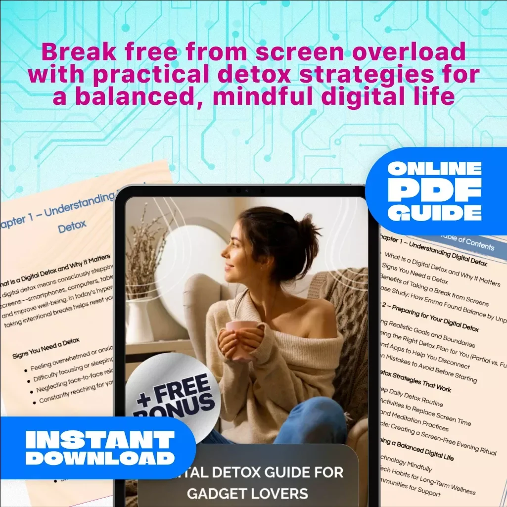 Digital Detox Guide for Gadget Lovers | Screen Time Balance, Mindful Tech Habits, Wellness eBook, Step-by-Step Detox Plan