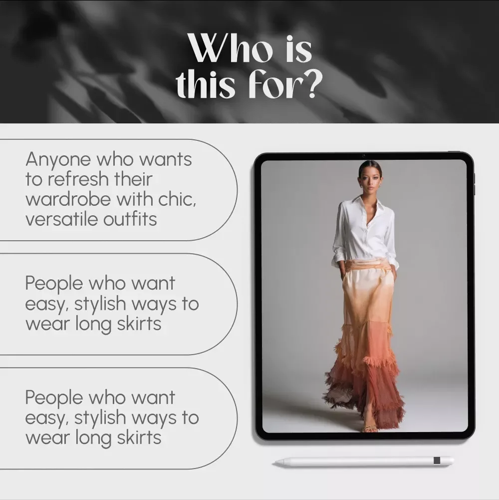 How to Rock a Long Skirt: Styles for Every Occasion | Fashion Styling Guide & eBook for Women | How to Wear Long Skirts for All Seasons & Events