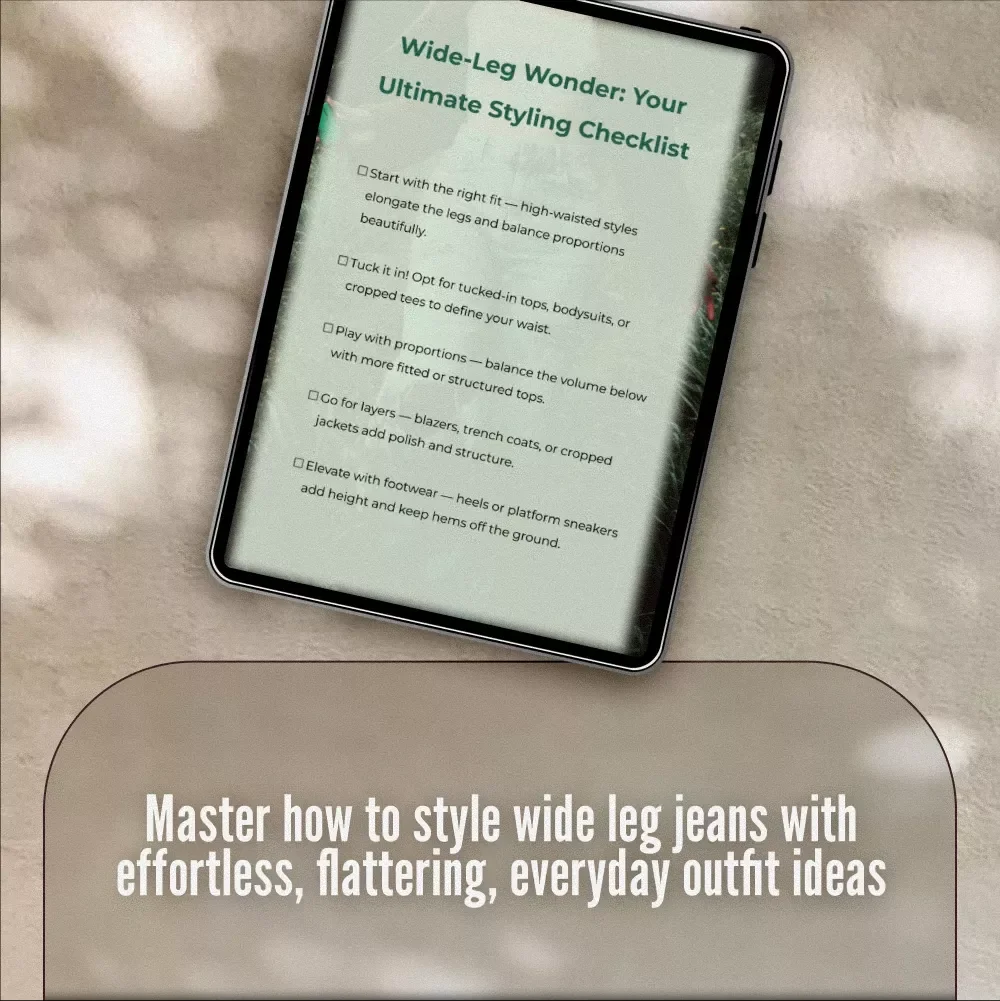 Wide-Leg Wonder: Your Ultimate Styling Checklist | Digital Download for How to Style Wide Leg Jeans, Outfit Ideas, Fashion Guide