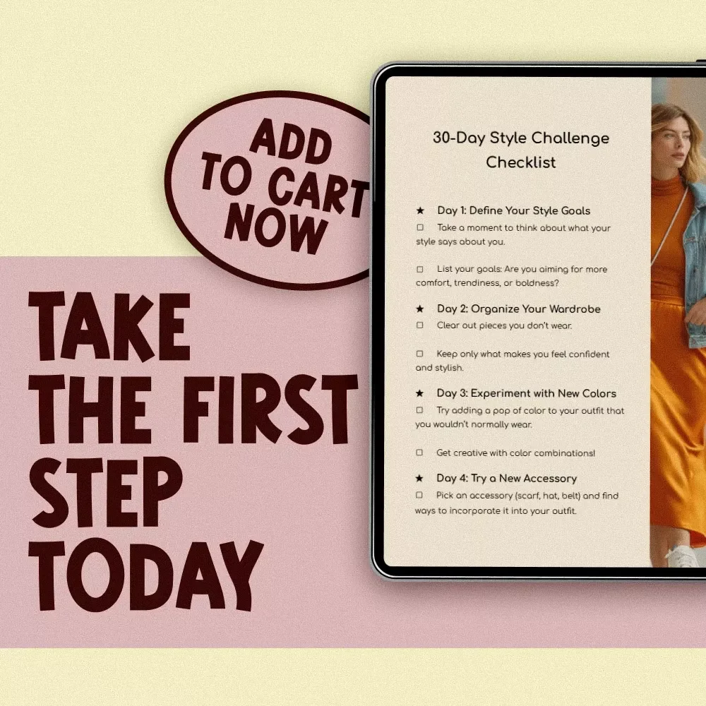 30-Day Style Challenge Checklist – Digital Download for Habit Building, Wardrobe Refresh & Personal Style Growth