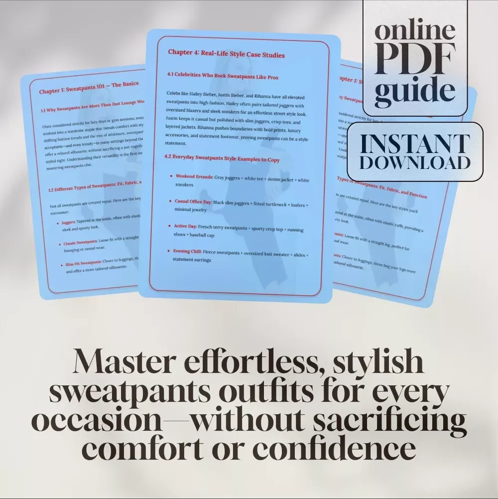 Sweatpants Chic: Master the Art of Casual Comfort with Style | How to Style Sweatpants Digital Guide, eBook, Casual Fashion Tips Download