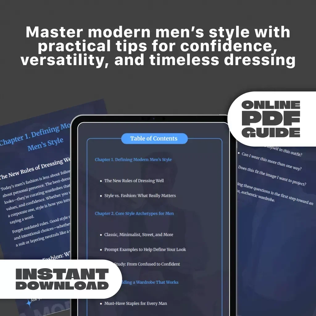 A Modern Man’s Guide to Dressing with Confidence | Men Fashion Inspiration Digital Guide for Stylish, Confident Dressing & Wardrobe Building