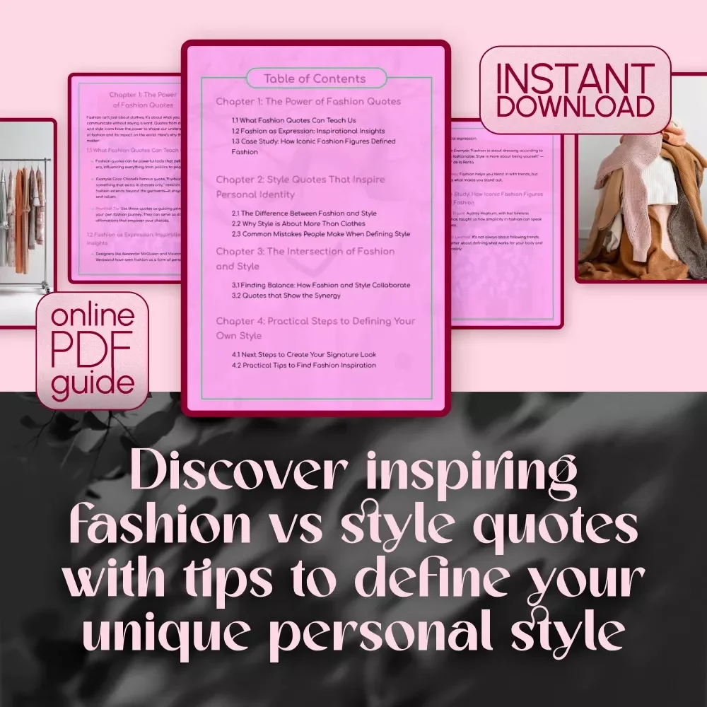 Fashion vs Style: Quotes that Define the Difference – Digital Guide for Inspiration, Fashion vs Style Quotes, Personal Style Tips, and Style Motivation