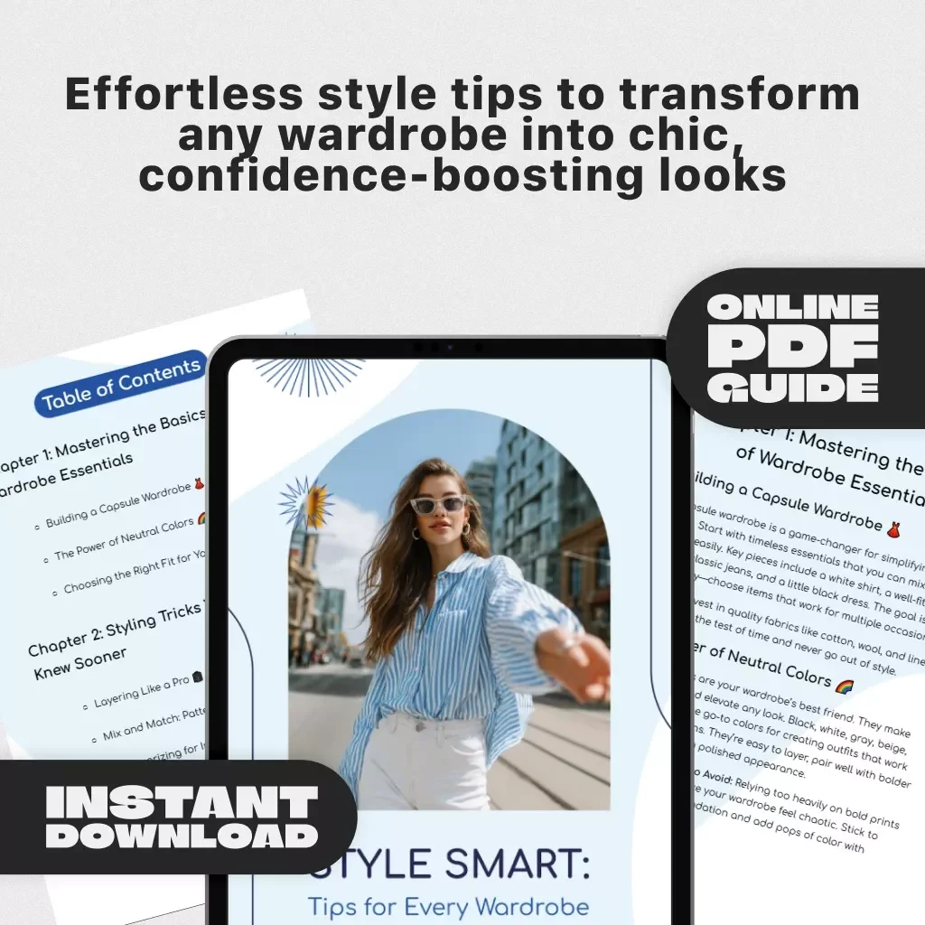 Style Smart: Tips for Every Wardrobe – Digital Styling Tips and Hacks Guide for Women’s Fashion, Capsule Wardrobe Building, and Outfit Inspiration