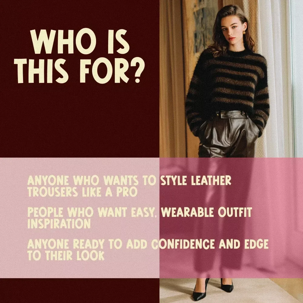 Rock Your Look: The Ultimate Leather Trousers Styling Checklist | How to Style Leather Trousers Outfit Ideas & Fashion Tips Digital Download