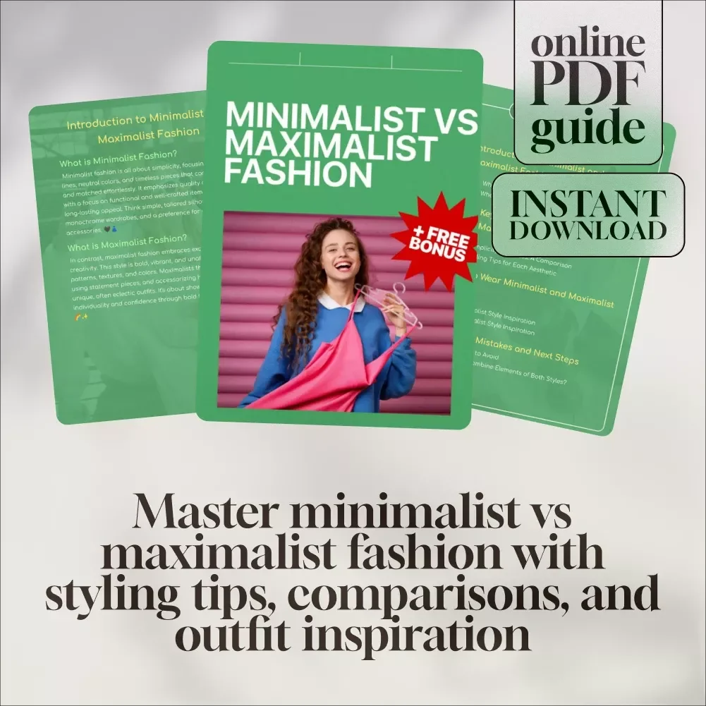 Minimalist vs Maximalist Fashion | Digital Style Guide, eBook & Styling Tips for Every Wardrobe Aesthetic