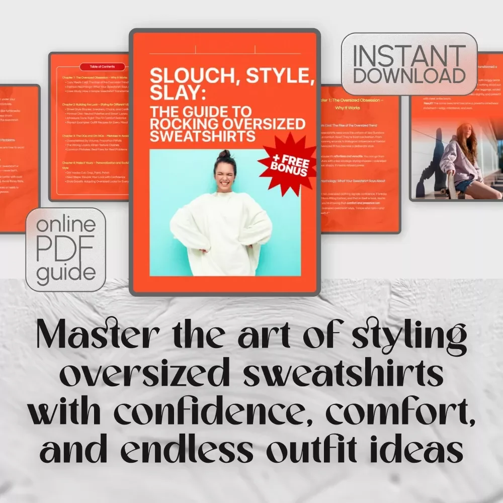 Slouch, Style, Slay: The Guide to Rocking Oversized Sweatshirts – How to Style Oversized Sweatshirt for Streetwear, Athleisure, and Everyday Chic | Digital Download Fashion Guide
