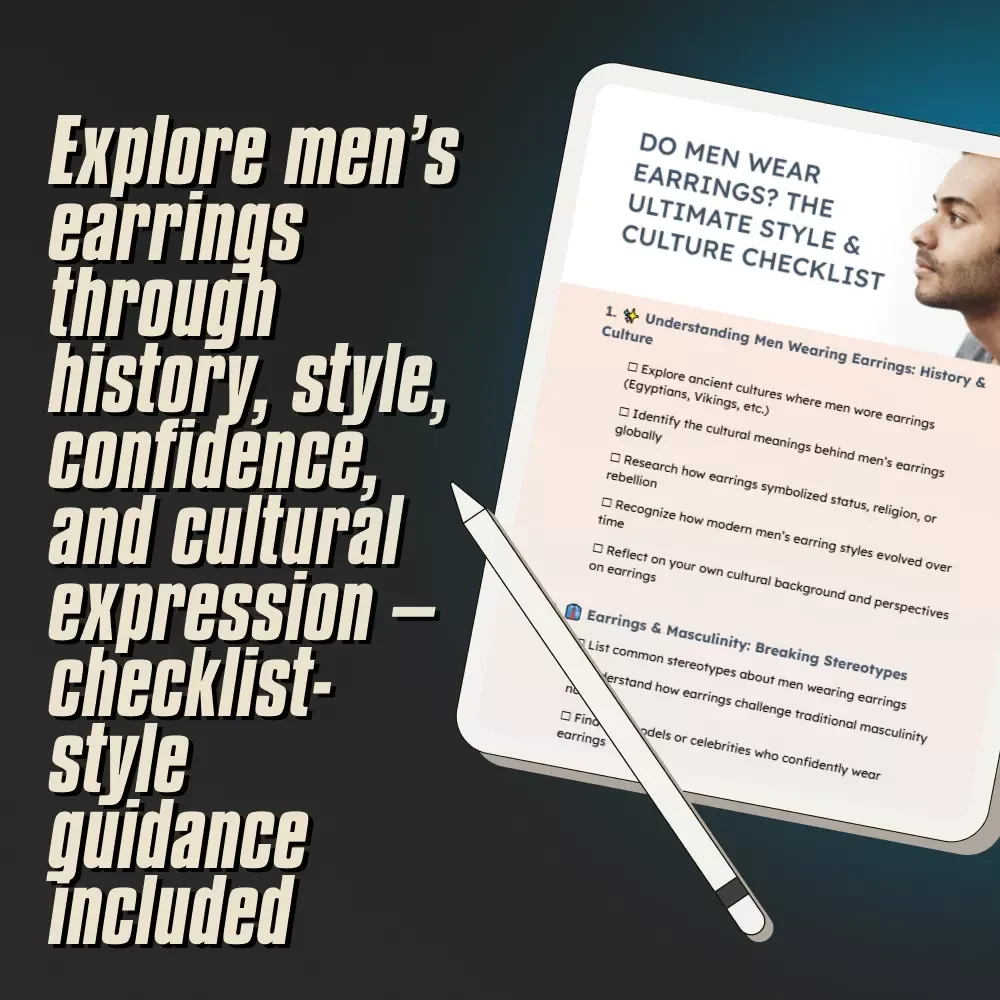 Do Men Wear Earrings? The Ultimate Style & Culture Checklist | Digital Download | Men's Fashion Guide | Earrings for Men | Masculinity & Style