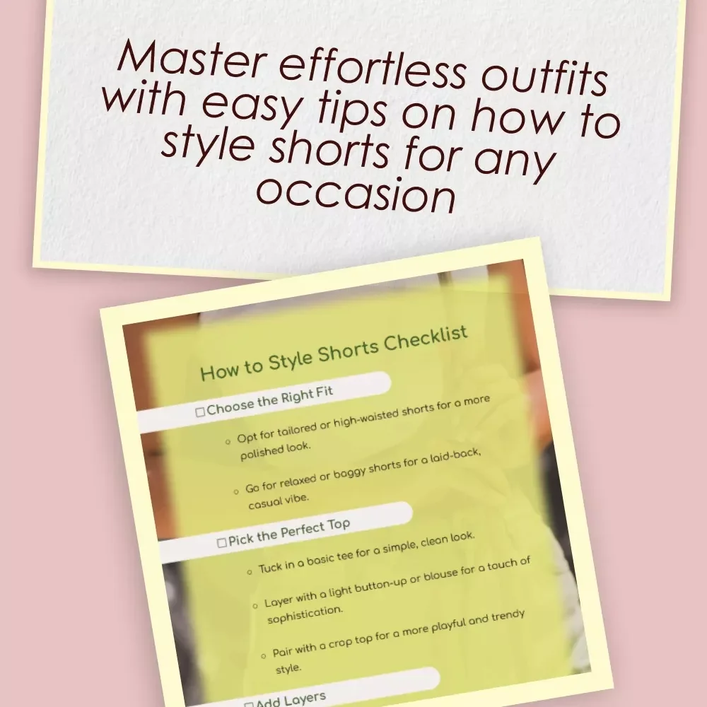 How to Style Shorts Checklist | Fashion Outfit Ideas, Summer Wardrobe Guide, Digital Download
