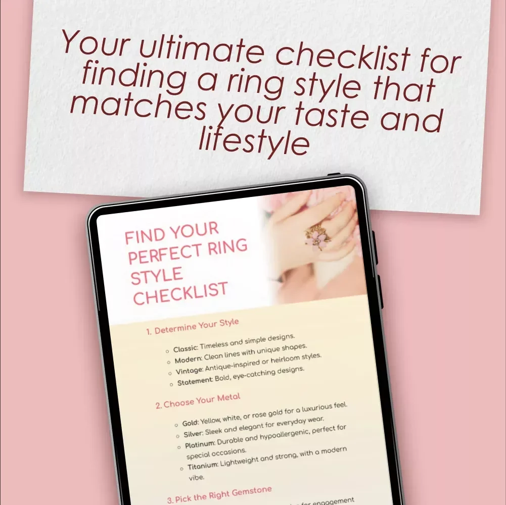 Find Your Perfect Ring Style Checklist | Digital Jewelry Guide for Choosing Ring Styles, Metals, Gemstones & Settings