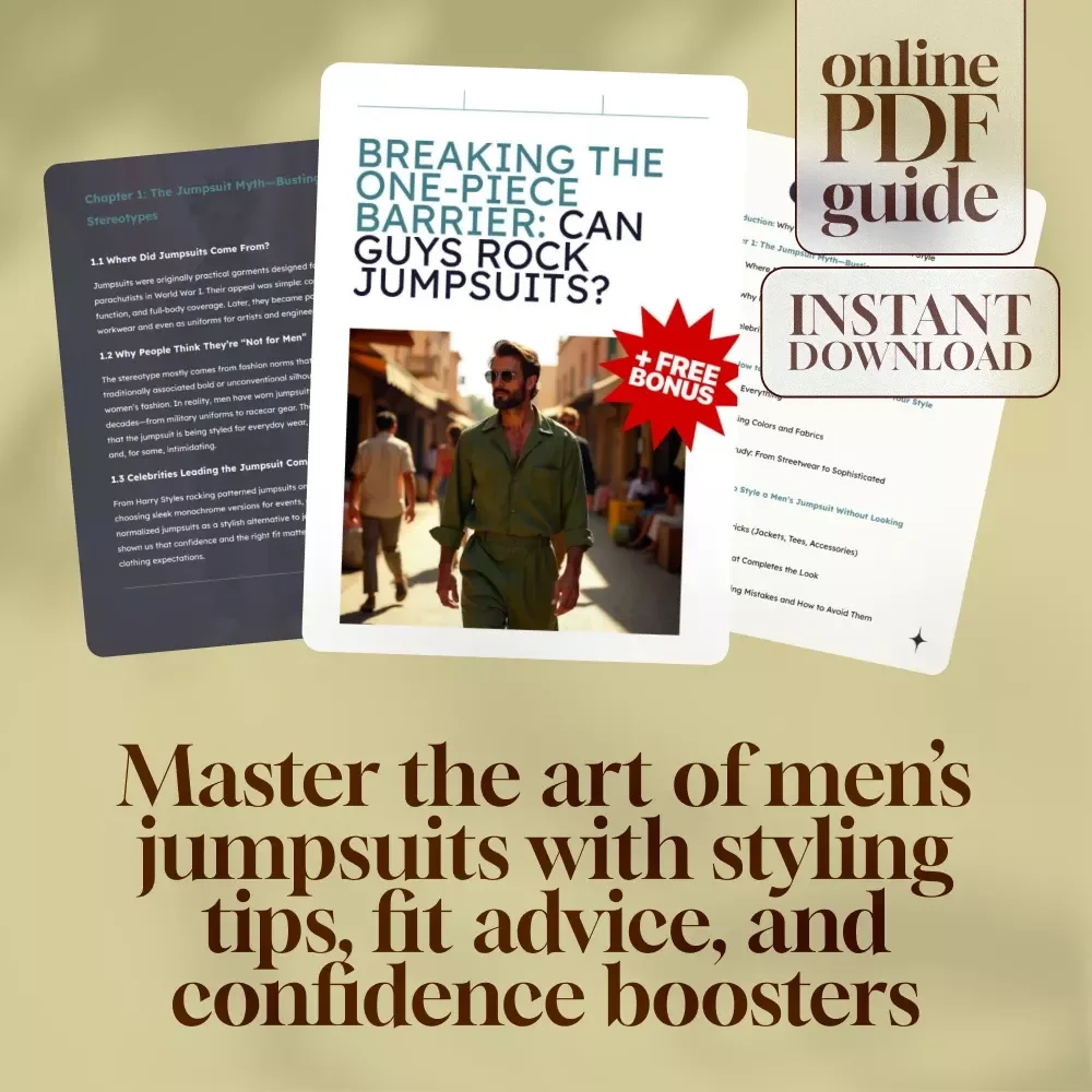 Breaking the One-Piece Barrier: Can Guys Rock Jumpsuits? | Men’s Fashion Style Guide | Digital Download eBook