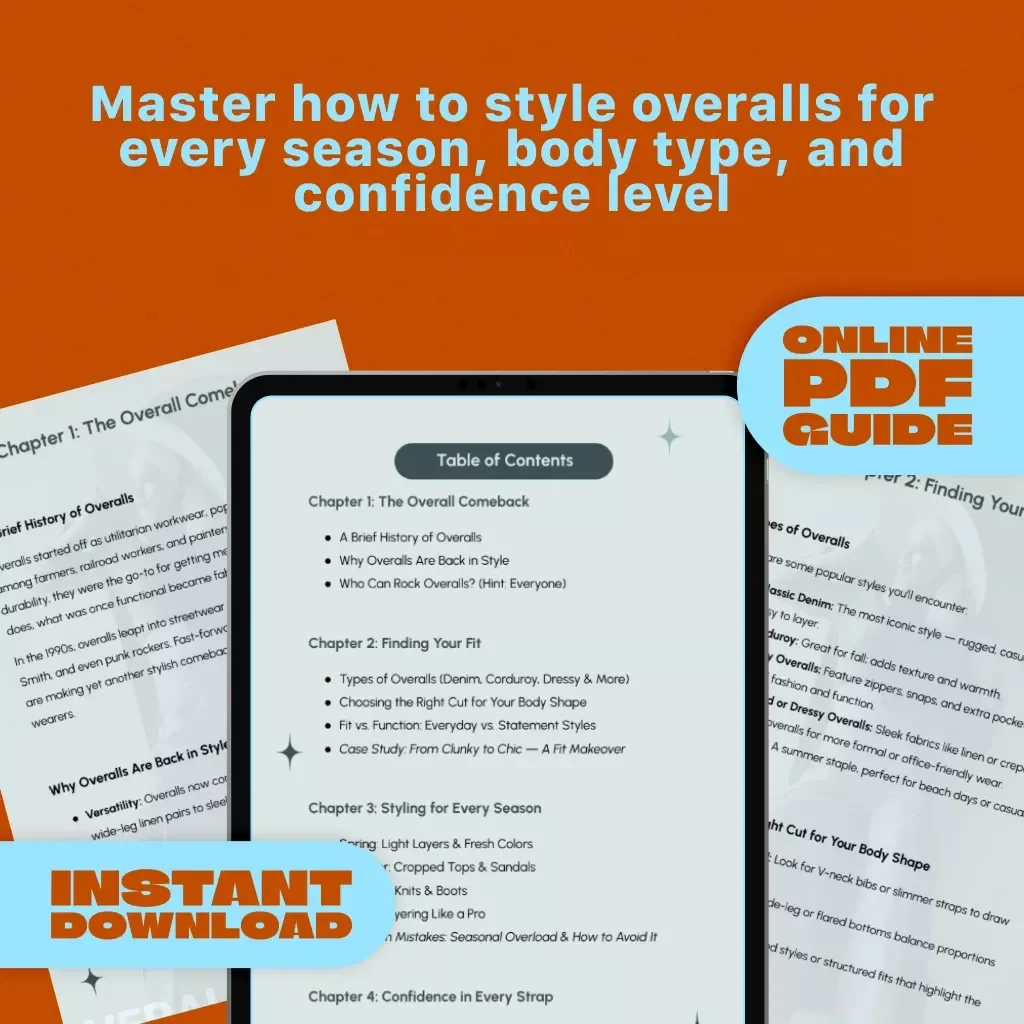 Overalls, Outfits & Confidence: A Playful Guide to Styling Them Right | How to Style Overalls for Every Season & Body Type – Digital Download