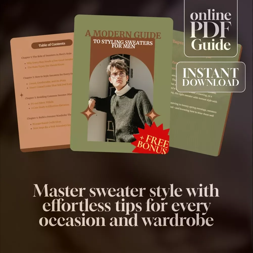 A Modern Guide to Styling Sweaters for Men | Digital Download Style Guide for How to Style Sweaters Men – eBook, Wardrobe Tips & Outfit Ideas