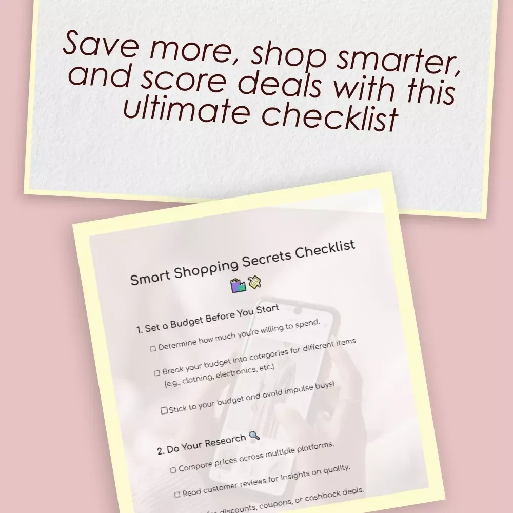 Smart Shopping Secrets Checklist – Quality & Budget Hacks | Printable Digital Download for Savvy Shoppers, Money Saving Guide, Bargain Hunting Tips
