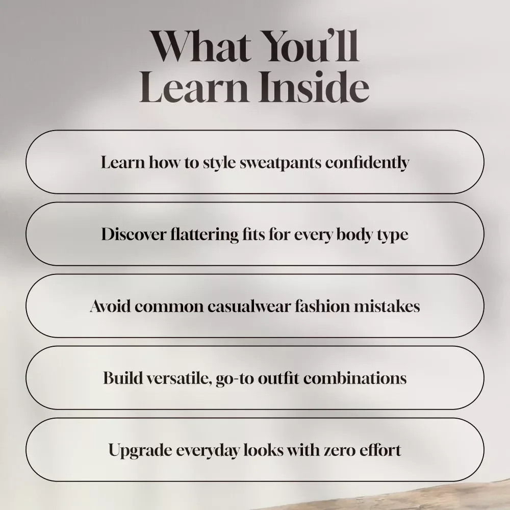 Sweatpants Chic: Master the Art of Casual Comfort with Style | How to Style Sweatpants Digital Guide, eBook, Casual Fashion Tips Download