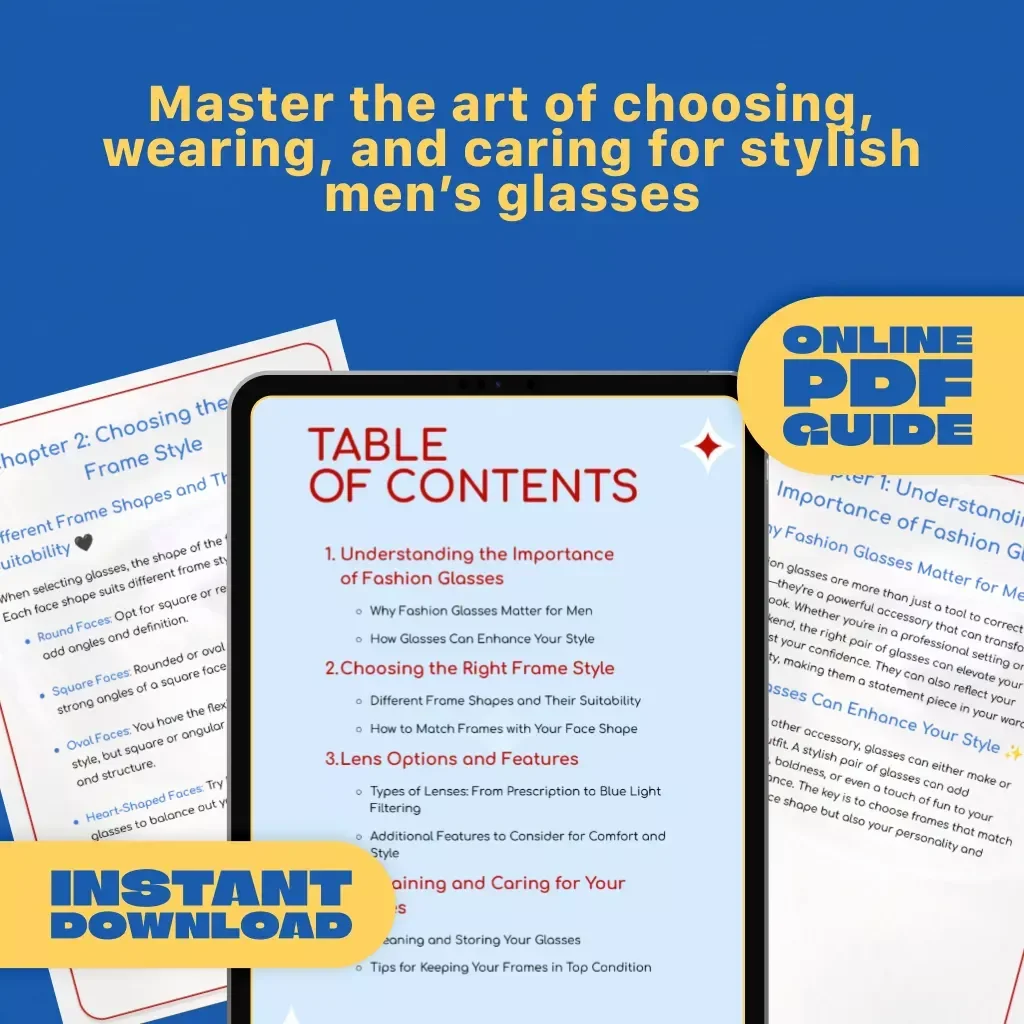 Glasses for Men: Style, Comfort, and Confidence – Digital Guide to Fashion Glasses for Men, Frame Styles, Lens Options & Care Tips