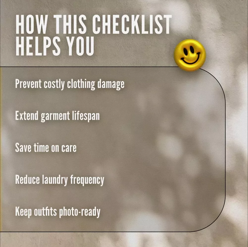 Checklist: Wardrobe Wizardry: Your Ultimate Fashion Care Spellbook | Fashion Care 101: Make Your Clothes Last | Digital Download eBook & Printable Guide