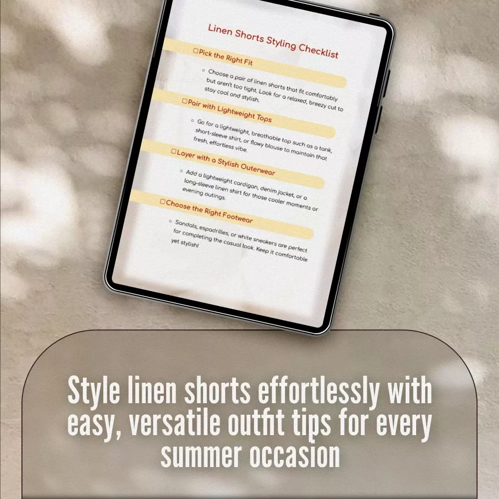 Linen Shorts Styling Checklist | Digital Download Outfit Guide | How to Style Linen Shorts for Effortless Summer Looks