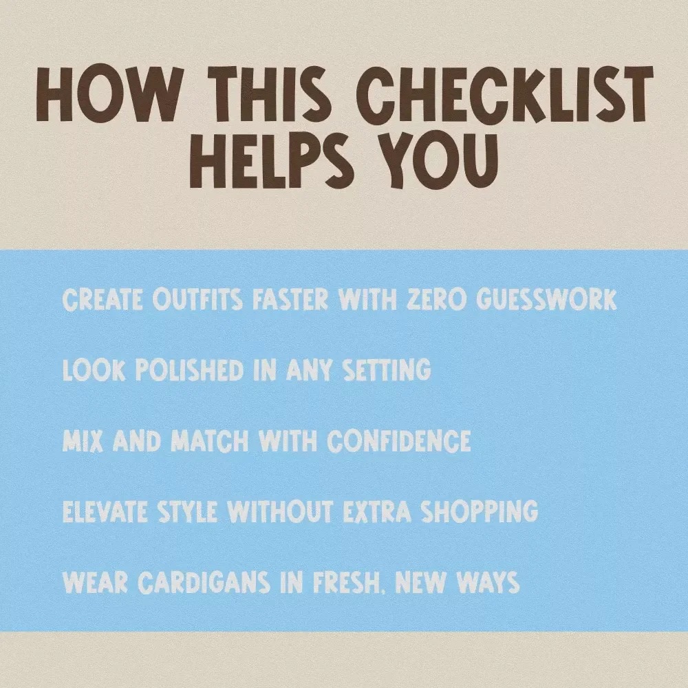 The Ultimate Cardigan Styling Checklist: Look Cozy, Chic & Confident Every Time | Digital Download Guide for How to Wear Cardigans | eBook & Fashion Tips