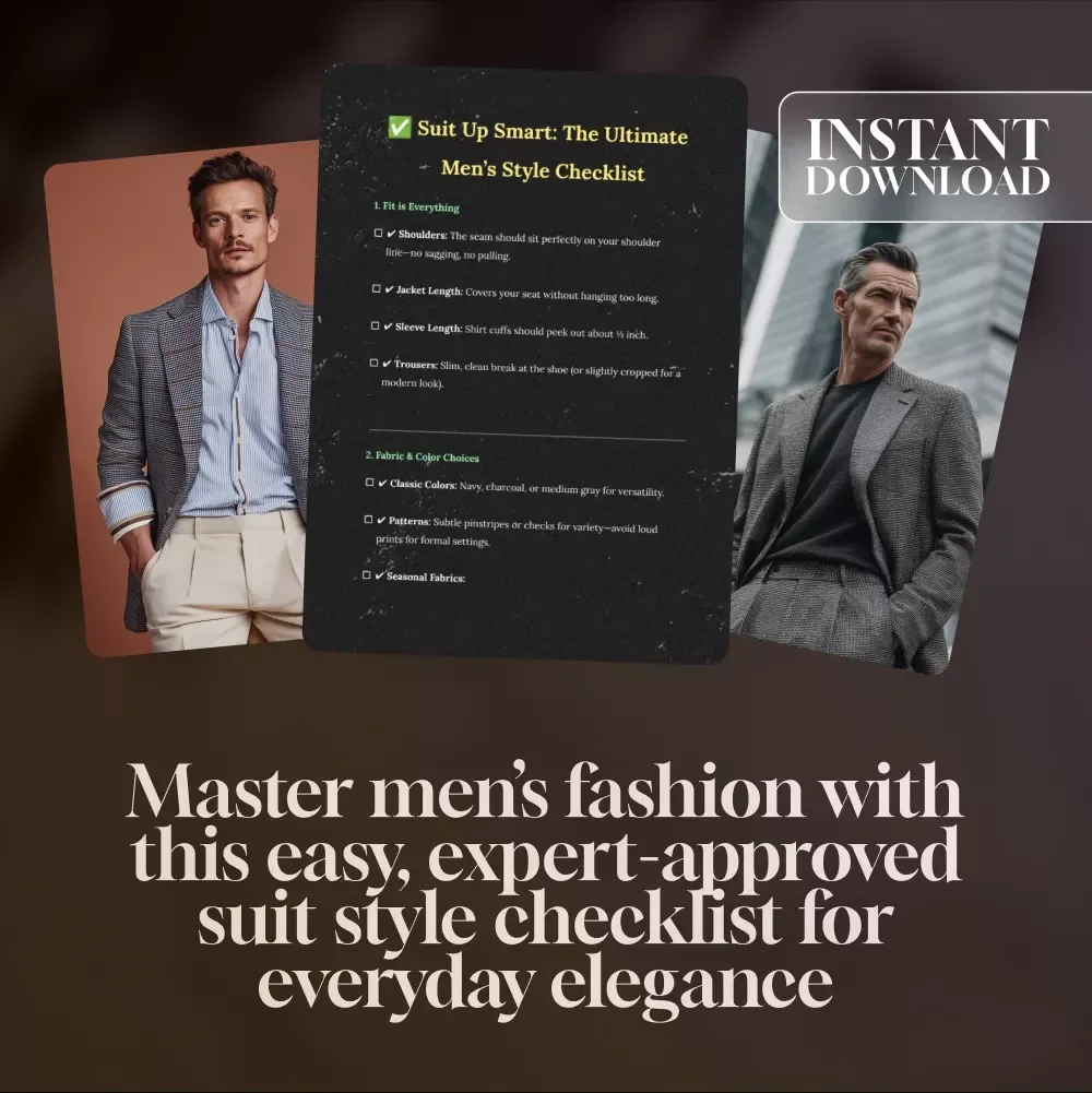 Suit Up Smart: The Ultimate Men’s Style Checklist | Digital Download for Men’s Fashion, Suits & Style Guide
