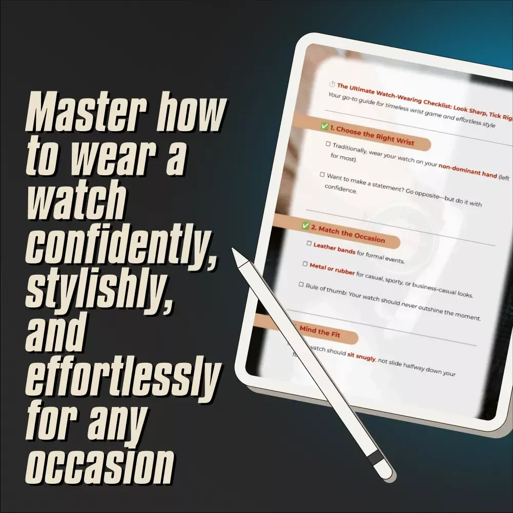 The Ultimate Watch-Wearing Checklist: Look Sharp, Tick Right – How to Wear a Watch Guide & Digital Download
