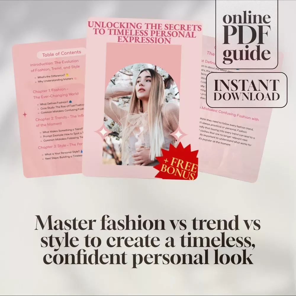 Unlocking the Secrets to Timeless Personal Expression | Fashion vs Trend vs Style | Digital Guide for Style Confidence & Wardrobe Clarity