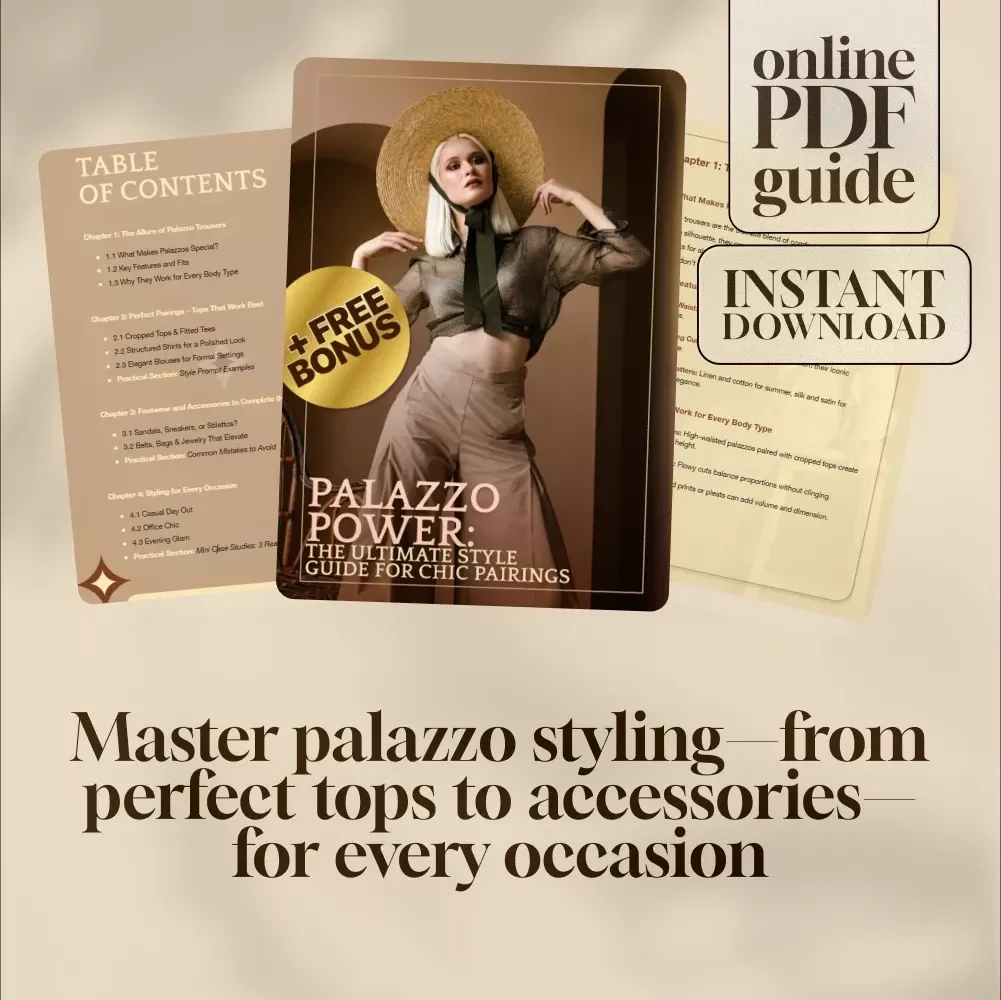 Palazzo Power: The Ultimate Style Guide for Chic Pairings | Digital Download Guide for What to Wear with Palazzo Trousers, Outfit Ideas & Styling Tips