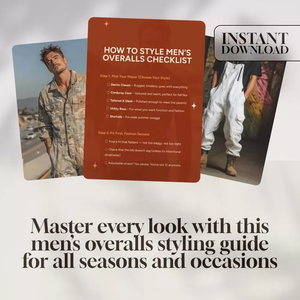 How to Style Men’s Overalls Checklist | Men’s Fashion Styling Guide | Digital Download for Outfit Ideas & Trendy Looks
