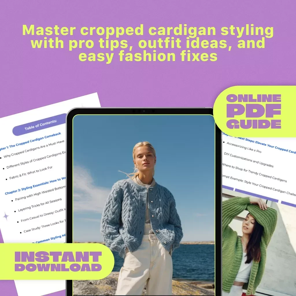 Chic & Cozy: Mastering the Art of Styling Cropped Cardigans | Digital Download Fashion Guide on How to Style Cropped Cardigans for Every Season