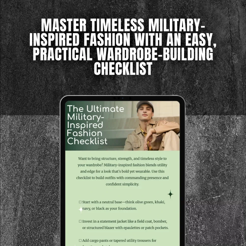 The Ultimate Military-Inspired Fashion Checklist | Digital Download Style Guide for Utility, Edge & Timeless Wardrobe Essentials