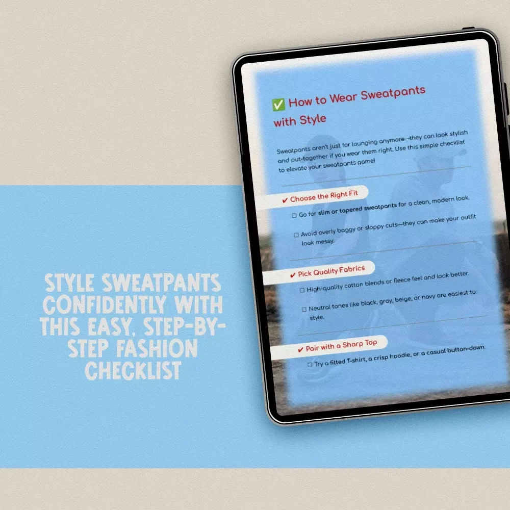 How to Wear Sweatpants with Style – Printable Fashion Checklist for Men & Women | Digital Download Style Guide