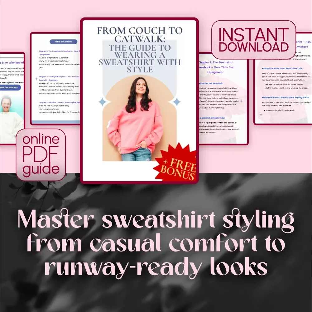 From Couch to Catwalk: The Guide to Wearing a Sweatshirt with Style – Digital Fashion Guide, eBook & Styling Tips for How to Wear a Sweatshirt