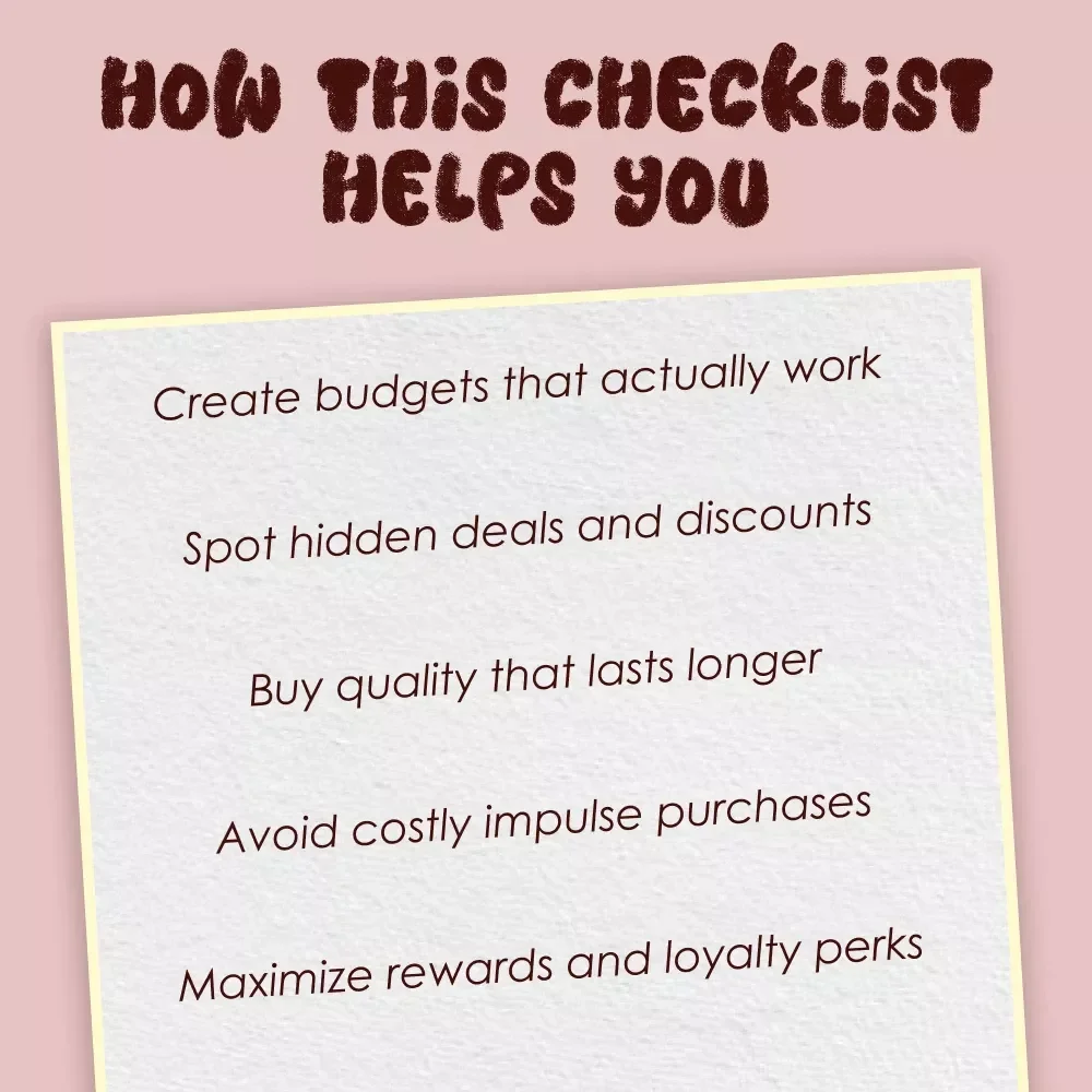 Smart Shopping Secrets Checklist – Quality & Budget Hacks | Printable Digital Download for Savvy Shoppers, Money Saving Guide, Bargain Hunting Tips